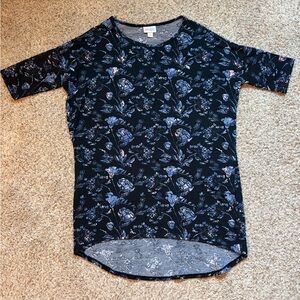 LuLaRoe Irma Floral Tunic Top - Black and Blue